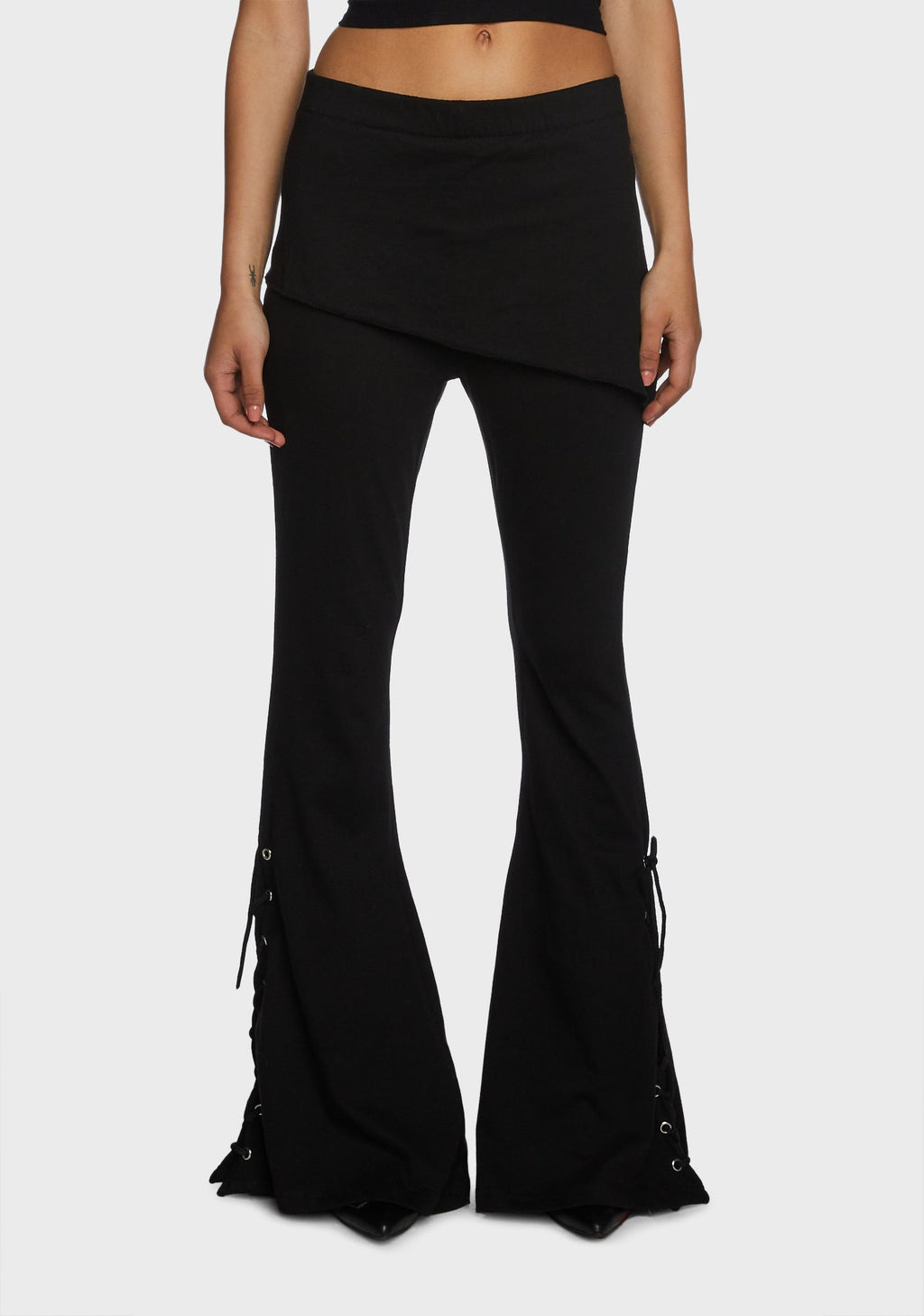 2-In-1 Boot-Cut Leggings With Micro Slant Skirt